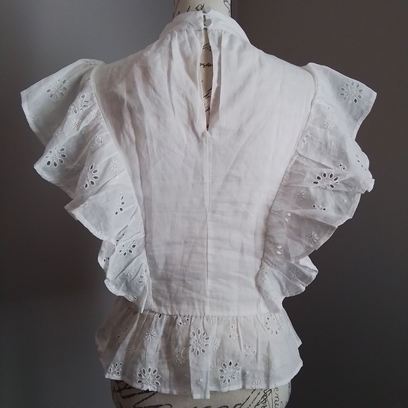 NWT FRAME White Eyelet Peplum Top - S - Picture 7 of 12
